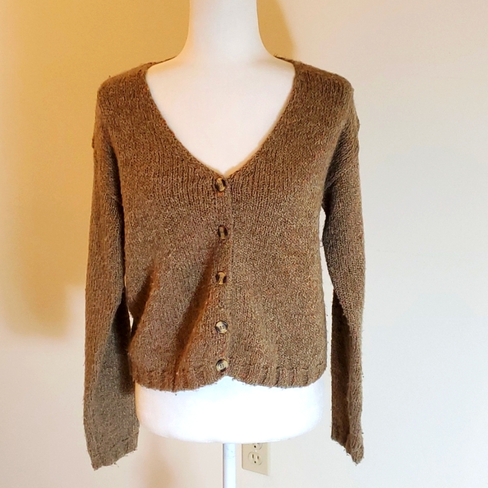 Club X brown button front cardigan
